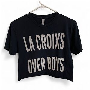 Black Crop Top “La Croixs Over Boys”